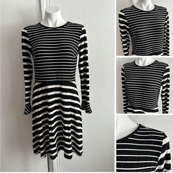 Black and White Striped Dress, Size 8, LOFT - Picture 1 of 8